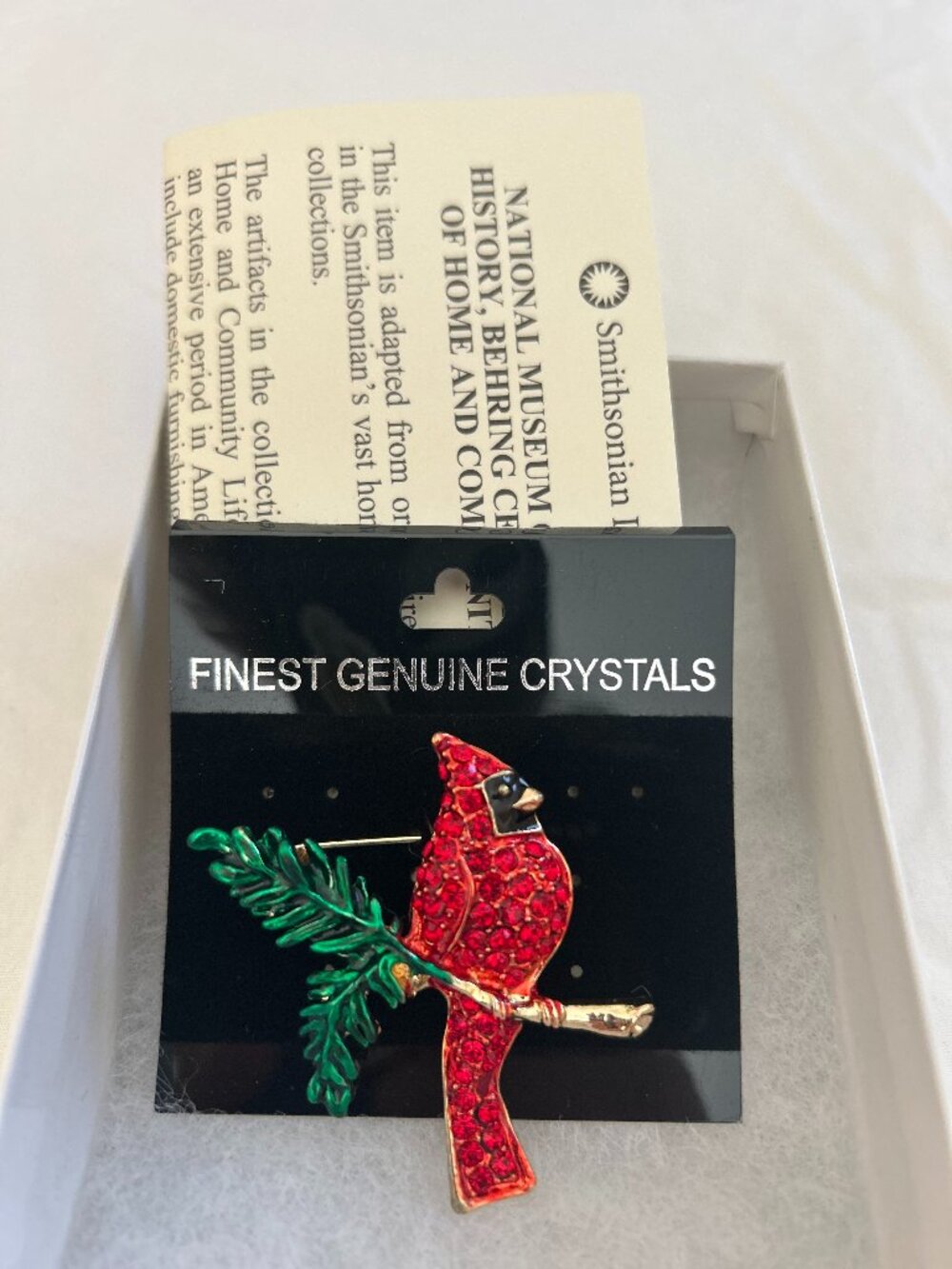 Vintage Cardinal Rhinestone Brooch Pin
